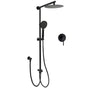 Matt Black 2in1 Round Shower 10" Rain Head 3 Mode Handheld Sliding Rail Diverter Mixer Set
