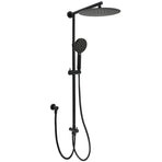 Matte Black Large 12" Round Shower Head Twin Set Handheld Diverter Wall Rail Arm