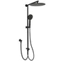 Matte Black Large 12" Round Shower Head Twin Set Handheld Diverter Wall Rail Arm