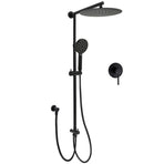 WELS Matt Black Twin Round 12" Shower Head Set Handheld Flexible Rail Wall Arm Mixer