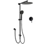 WELS Matt Black Twin Round 12" Shower Head Set Handheld Flexible Rail Wall Arm Mixer