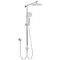 WELS Chrome Round 8" Stainless Steel Rain Head Handheld Sliding Rail Arm 2in1 Shower Set