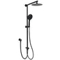 WELS Matt Black Twin Shower 8" Round Head Set Sliding Rail 3 Mode Handheld Rose
