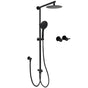 WELS Matt Black Twin Shower 8" Round Head Set Sliding Rail 3 Mode Handheld + Taps