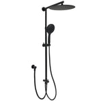 Matte Black Large 12" Twin Round Shower Head Set Handheld Diverter Rail Wall Arm