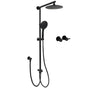Matt Black 9" Round Rain Shower Head Handheld Adjustable Rail Arm Elbow Twin Set Hot Cold Taps