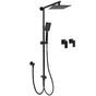 Matt Black 2in1 Set 8" Square Thin Shower Head Handheld Adjustable Silding Rail Twin Taps
