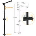 Matt Black 2in1 Set 8" Square Thin Shower Head Handheld Adjustable Silding Rail Twin Taps