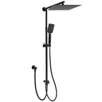 WELS Matt Black Dual Shower Large 12" Square Head Handheld Adjustable Silding Rail Set