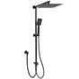 WELS Matt Black Dual Shower Large 12" Square Head Handheld Adjustable Silding Rail Set
