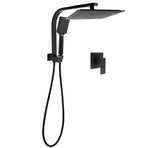 WELS Matt Black 10" Rain Shower Head 3 Mode Handheld Gooseneck Arm Diverter 2in1 Set Mixer