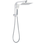 Chrome Square Twin Rain Shower 8" Head 3 Mode Handheld Diverter Wall Arm Set