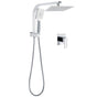 WELS Chrome Square Dual Rain Shower 8" Head 3 Mode Handheld Diverter Wall Arm Mixer Set