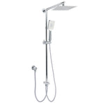 Chrome Square 8" Rain Shower Head 3 Mode Handheld Sliding Rail Arm 2 IN 1 Set Diverter