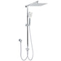 Chrome Square 10" Twin Shower Head Handheld Sliding Rail Set Wall Inlet Diverter