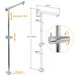Chrome Square 10" Twin Shower Head Handheld Sliding Rail Set Wall Inlet Diverter