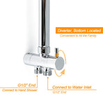 Chrome Square 10" Twin Shower Head Handheld Sliding Rail Set Wall Inlet Diverter