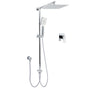 Chrome Square 10" Twin Shower Head Handheld Sliding Rail Set Wall Inlet Elbow With Mixer