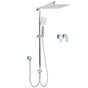 Double Square Shower Head 12" Rain Rose + 3 Modes Handheld Diverter Rail Arm Taps Set