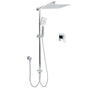 Double Square Shower Head 12" Rain Rose + 3 Modes Handheld Diverter Rail Arm Mixer Set