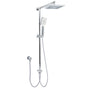 WELS Square Chrome Shower 8" Rainfall Head 3 Mode Handheld Sliding Rail Wall Arm Set