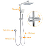 WELS Square Plastic Shower 8" Rainfall Head 3 Mode Handheld Sliding Rail Wall Arm + Twin Taps