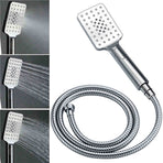 WELS Square Plastic Shower 8" Rainfall Head 3 Mode Handheld Sliding Rail Wall Arm + Twin Taps