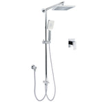 WELS Square Plastic Shower 8" Rainfall Head 3 Mode Handheld Sliding Rail Wall Arm With Mixer