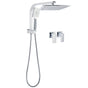 WELS Twin Square 10" Rain Shower Head 3 Mode Handheld Diverter Wall Arm Taps Valve