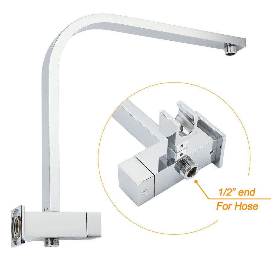 WELS Twin Square 10" Rain Shower Head 3 Mode Handheld Diverter Wall Arm Mixer Set
