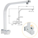 WELS Twin Square 10" Rain Shower Head 3 Mode Handheld Diverter Wall Arm Mixer Set