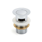 32mm Pop Up Push Brass Waste Plug Overflow Basin Sink Drain Chrome Kit Watermark