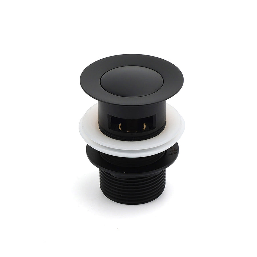 Matt Black Brass 32mm Push Pop Up Waste Plug Overflow Basin Sink Drain Outlet