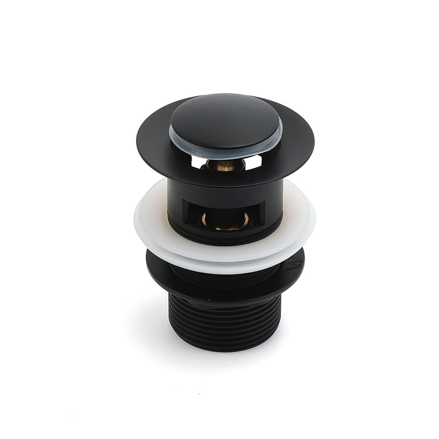Matt Black Brass 32mm Push Pop Up Waste Plug Overflow Basin Sink Drain Outlet