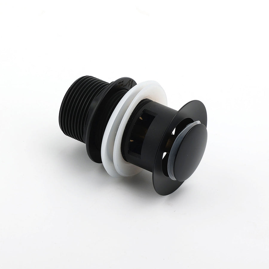 Matt Black Brass 32mm Push Pop Up Waste Plug Overflow Basin Sink Drain Outlet