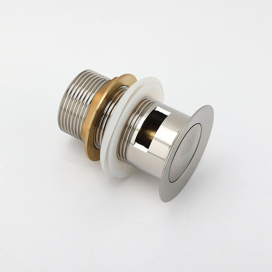 Brushed Nickel 32mm Push Pop Up Waste Plug Overflow Basin Sink Drain Outlet Kit