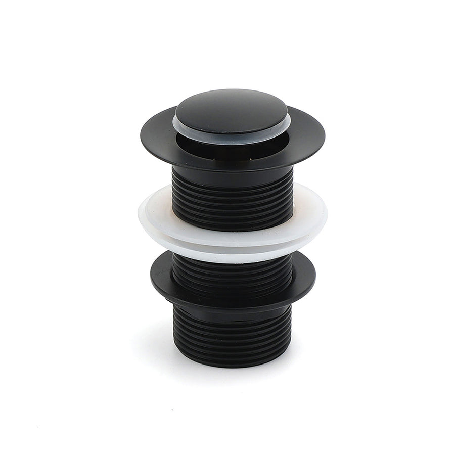 Matt Black Watermark 32mm Pop Up Push Brass Waste Plug No Overflow Basin Drain