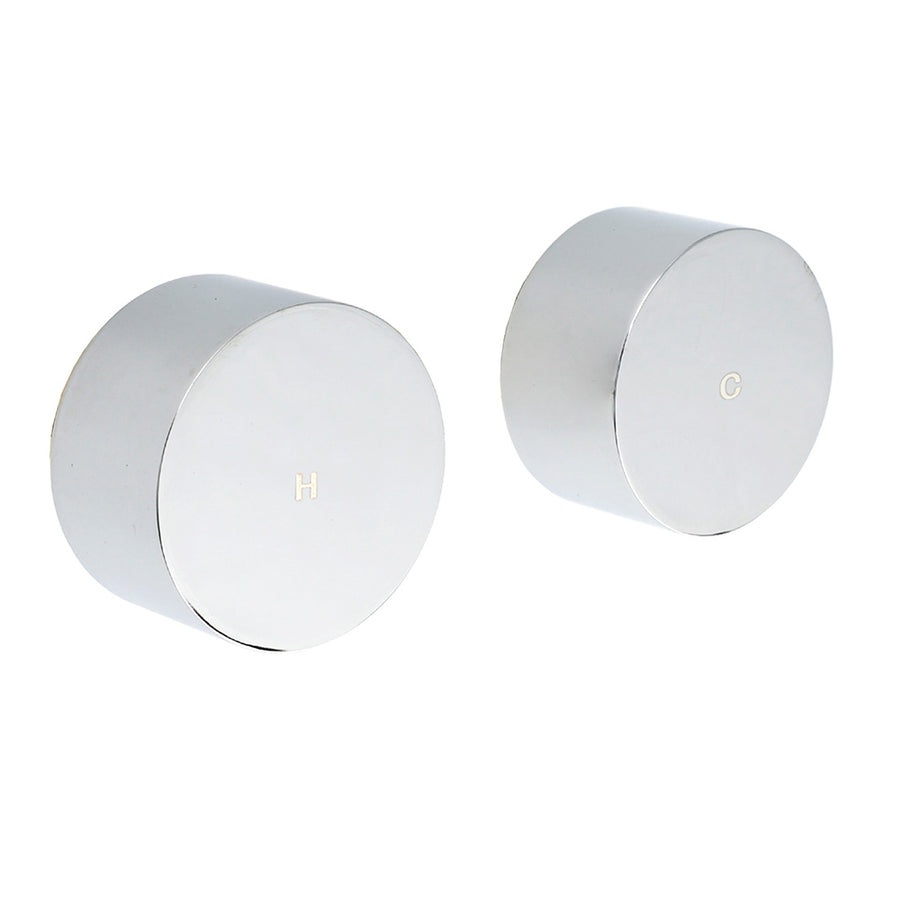 Polished Chrome Round 1/4 Turn Twin Shower Taps Set Hot Cold Water Switch Mixer