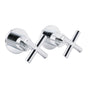 Mirror Chrome 1/4 Turn Twin Taps Hot Cold Water Control Mixer For Bath Spout Set