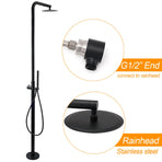 WELS Matte Black 316SUS Dual Shower Set Outdoor Bath System Rainfall 10" Head