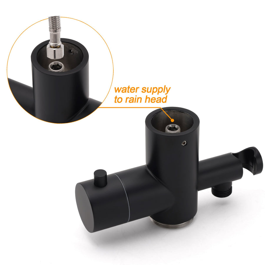 WELS Matte Black 316SUS Dual Shower Set Outdoor Bath System Rainfall 10" Head