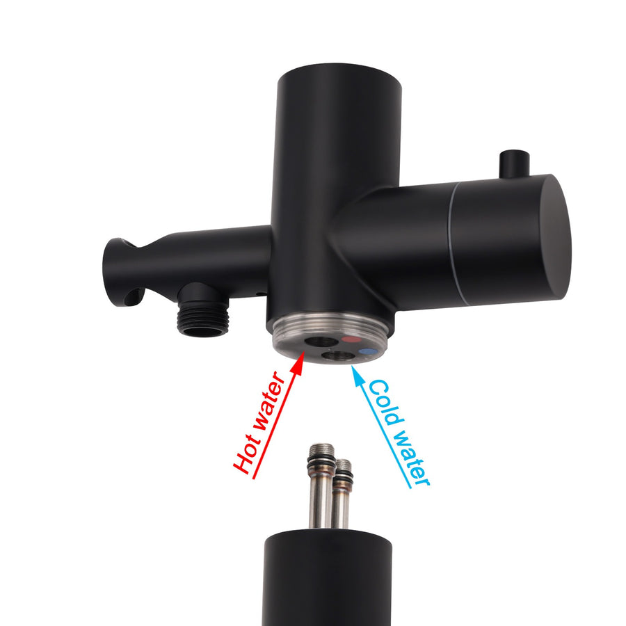 WELS Matte Black 316SUS Dual Shower Set Outdoor Bath System Rainfall 10" Head
