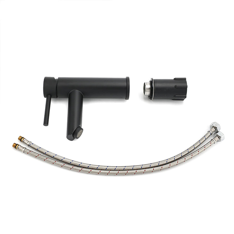 WELS Black 7.5L/min Kitchen Laundry Round Basin Mixer Vanity Sink Faucet Tap Set