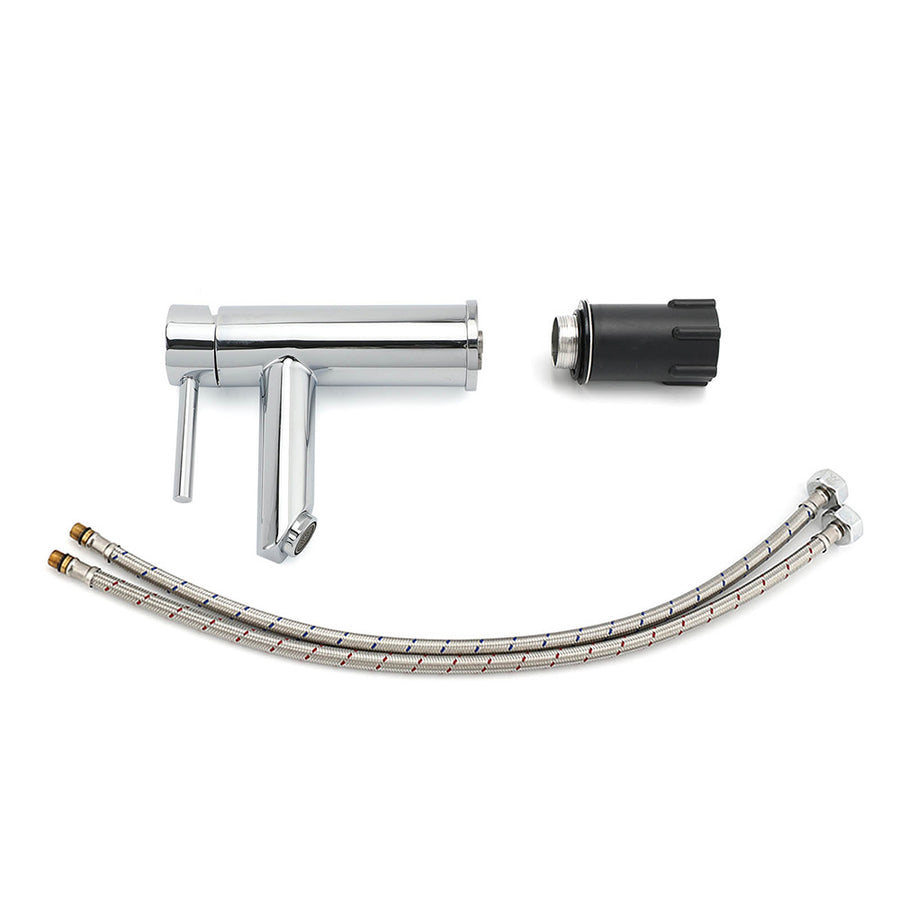 WELS Chrome Short Kitchen Laundry Round Basin Mixer Vanity Sink Faucet Tap Set