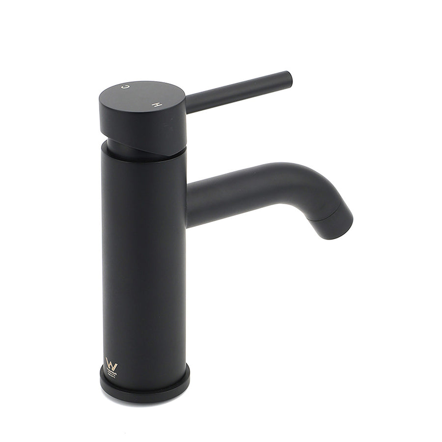 WELS Kitchen Laundry Round Standard Basin Mixer Vanity Sink Faucet Tap Black Set