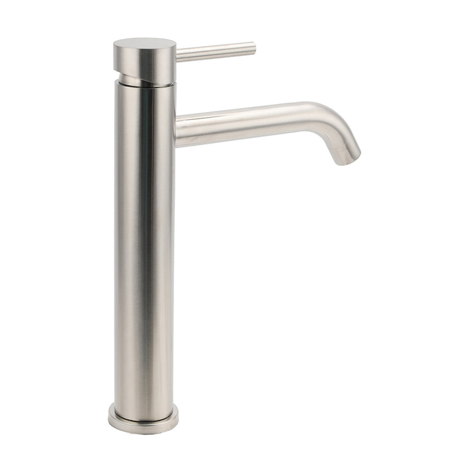 Brushed Nickel Tall Kitchen Laundry Basin Mixer Vanity Curve Sink Faucet Tap Set