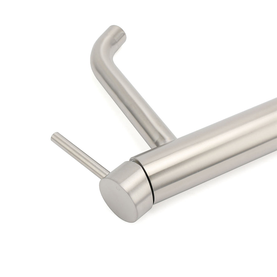 Brushed Nickel Tall Kitchen Laundry Basin Mixer Vanity Curve Sink Faucet Tap Set