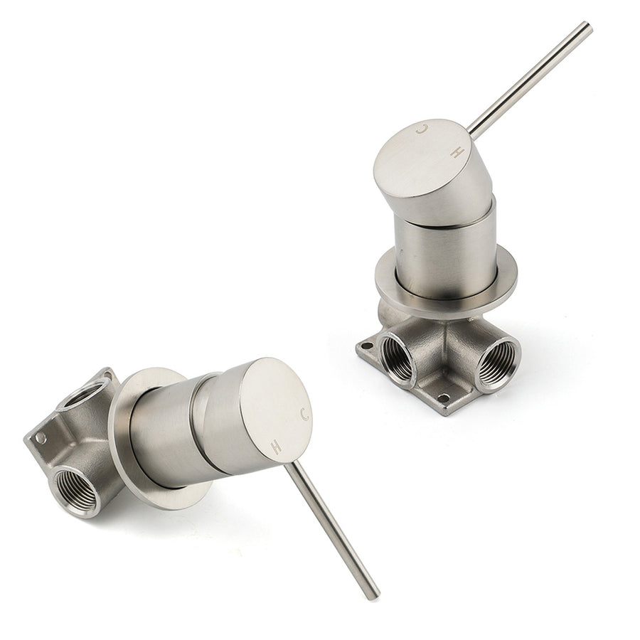 Brushed Nickel Bath Shower Mixer Hot Cold Water Tap Ceramic Cartridge Small Face