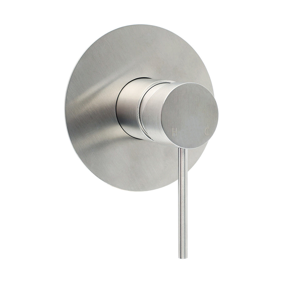 Brushed Nickel Bath Shower Mixer Hot Cold Tap Ceramic Cartridge Spindle Round