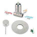 Brushed Nickel Bath Shower Mixer Hot Cold Tap Ceramic Cartridge Spindle Round